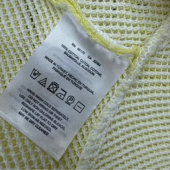 Knitted & knotted cardigan crochet knit yellow white hearts boho - Picture 7 of 8